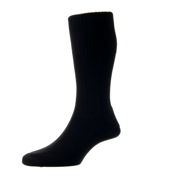 HJ Hall "Indestructible" Work Boot Sock Broad Rib Half Hose Black Socks - Size 6-11