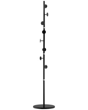 HOMCOM Steel Coat Stand Rack Marble Base 8 Hook for Living Room Entryway,Black | TJ Hughes Black