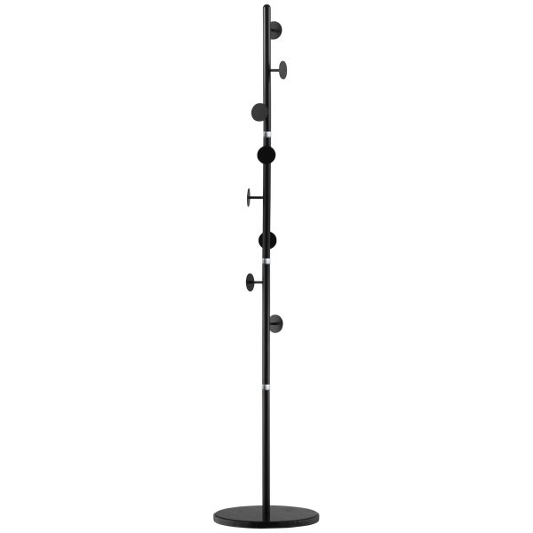 HOMCOM Steel Coat Stand Rack Marble Base 8 Hook for Living Room Entryway,Black | TJ Hughes Black