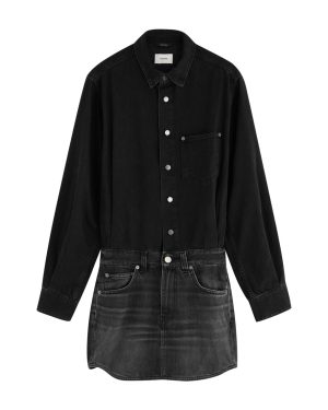 Haikure Tamu Faded Denim Mini Dress - Black - XS (UK6 / XS)
