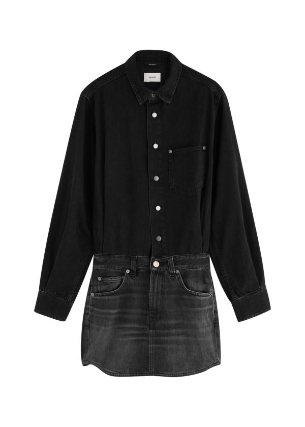 Haikure Tamu Faded Denim Mini Dress - Black - XS (UK6 / XS)