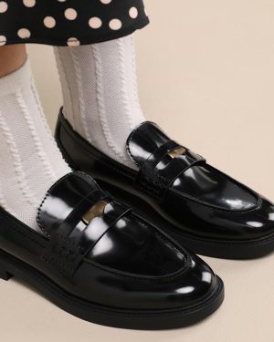 Halliday Black Patent Penny Loafers