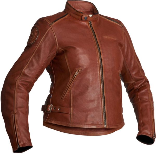 Halvarssons Nyvall Ladies Motorcycle Leather Jacket, brown, Size 44 for Women