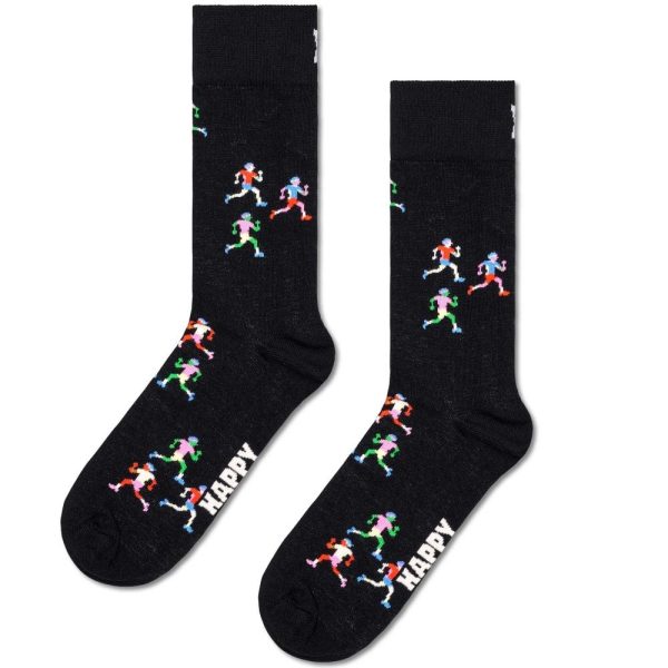 Happy Socks Joggers Running Black Luxury Combed Cotton Blend Socks