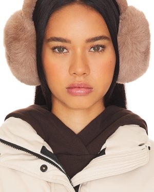 Hat Attack Oversized Faux Fur Earmuff in Taupe.