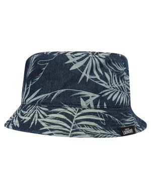 Hat Killengreen Cotton Denim Floral Print Bucket Hat in Navy / One Size - Tokyo Laundry