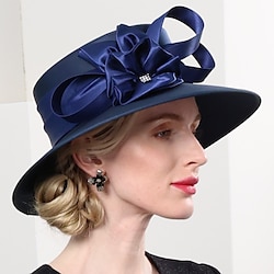 Hats Double Layer Cloth Bowler / Cloche Hat Sun Hat Top Hat Wedding Tea Party Elegant British With Crystal Bowknot Headpiece Headwear