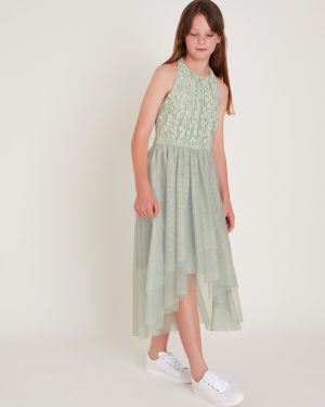 Hayley Halter Lace Prom Dress Green