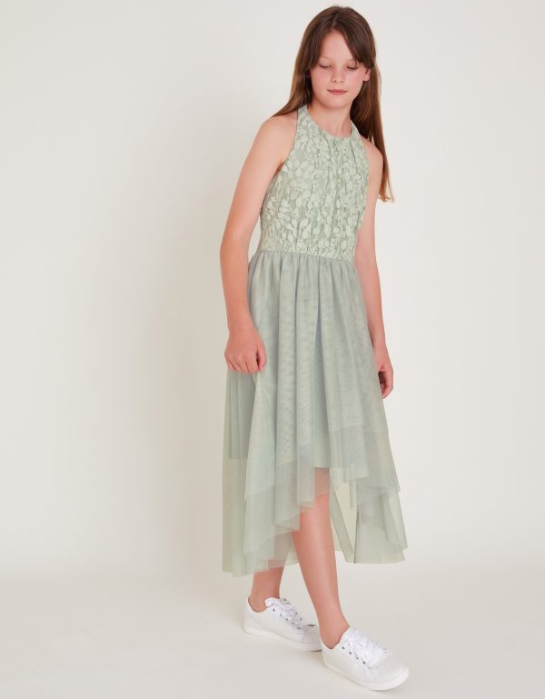 Hayley Halter Lace Prom Dress Green