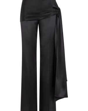 Heirlome - Mila Tie-Detail Silk Straight-Leg Pants - Black - US 8 - Moda Operandi