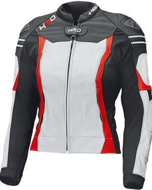 Held Street 3.0 Ladies Motorcycle Leather Jacket, white-red, Size 44 for Women