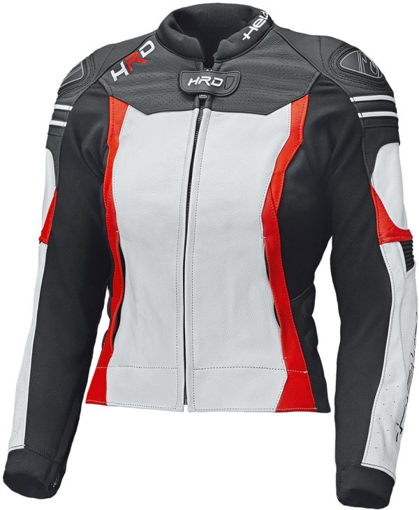 Held Street 3.0 Ladies Motorcycle Leather Jacket, white-red, Size 44 for Women