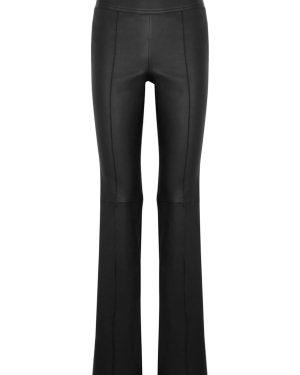 Helmut Lang Black Leather Bootcut Trousers - 10