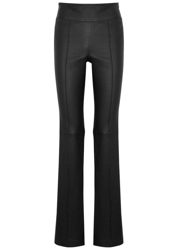 Helmut Lang Black Leather Bootcut Trousers - 10