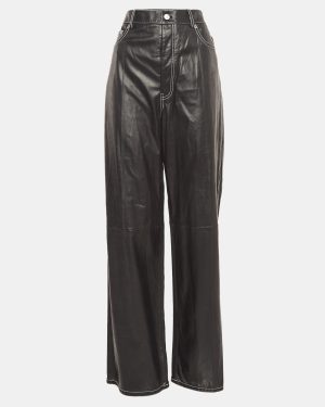 Helmut Lang Black Leather Straight Leg Pants M