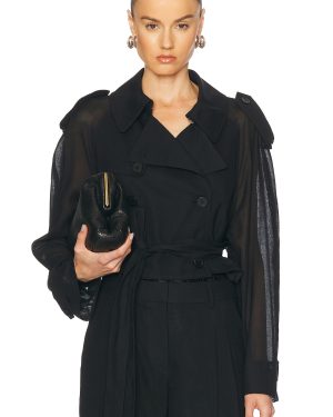 Helmut Lang Cropped Trench Coat in Black - Black. Size L (also in XS).