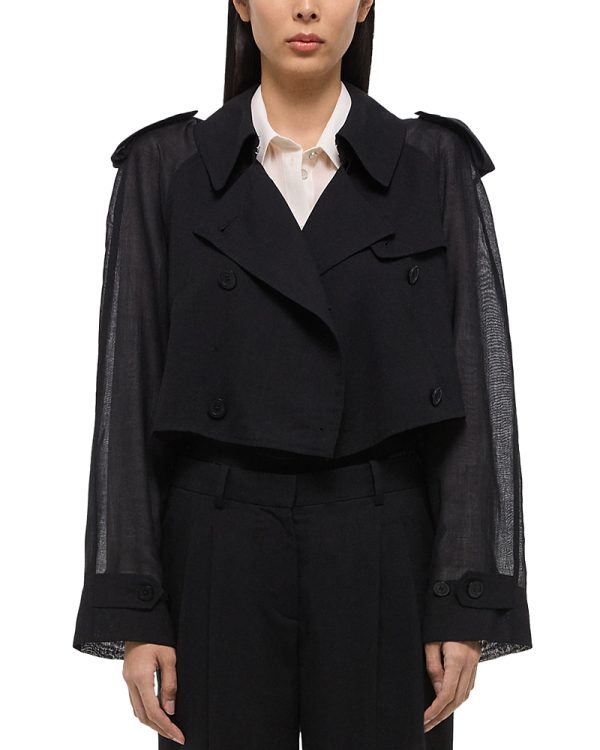 Helmut Lang Wool Blend Cropped Trench Coat