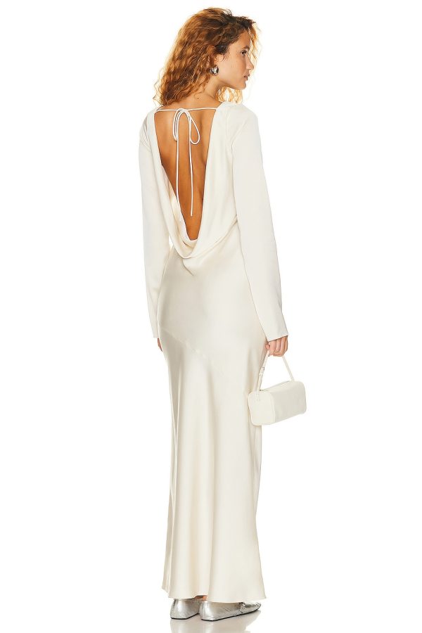 Helsa Angelica Backless Maxi Dress in Ivory - Ivory. Size M (also in S, XS, XXS).