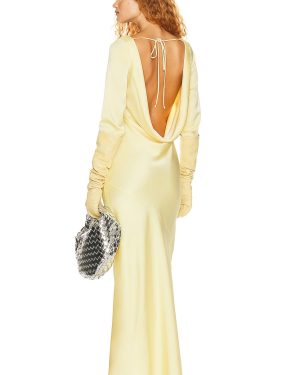 Helsa Angelica Backless Maxi Dress in Pale Yellow - Yellow. Size S (also in ).