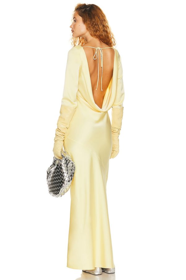 Helsa Angelica Backless Maxi Dress in Pale Yellow - Yellow. Size S (also in ).