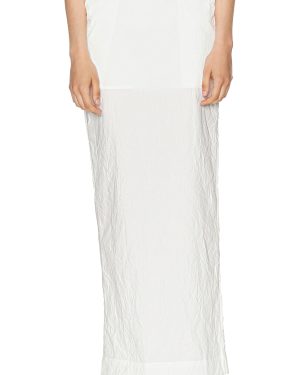 Helsa Crinkle Maxi Skirt in White - White. Size L (also in M, XS).