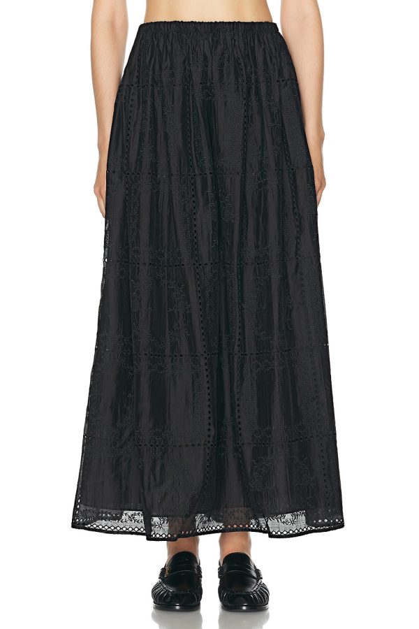 Helsa Handkerchief Midi Skirt in Black - Black. Size L (also in XL).