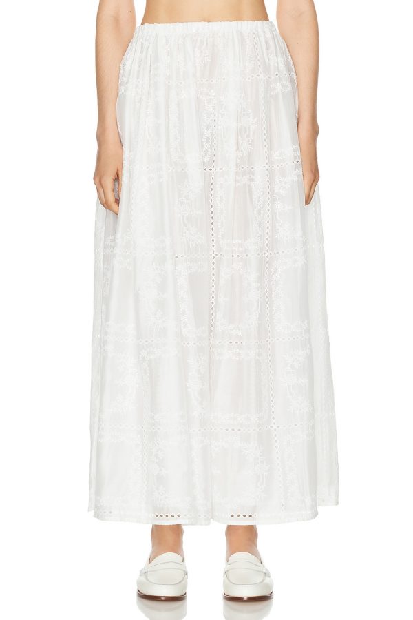 Helsa Handkerchief Midi Skirt in White - White. Size XL (also in ).