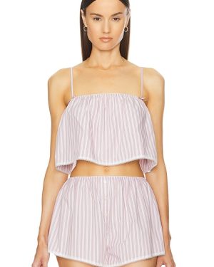 Helsa Wide Stripe Poplin Camisole in Mauve. Size M, S, XL, XXS.