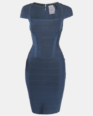 Herve Leger China Blue Bandage Mini Dress XS