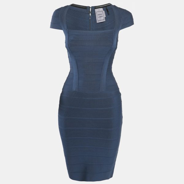 Herve Leger China Blue Bandage Mini Dress XS