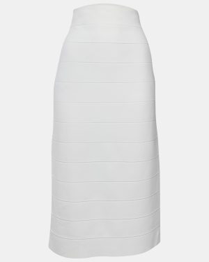 Herve Leger x Julia Restoin Roitfeld White Jersey Midi Skirt L