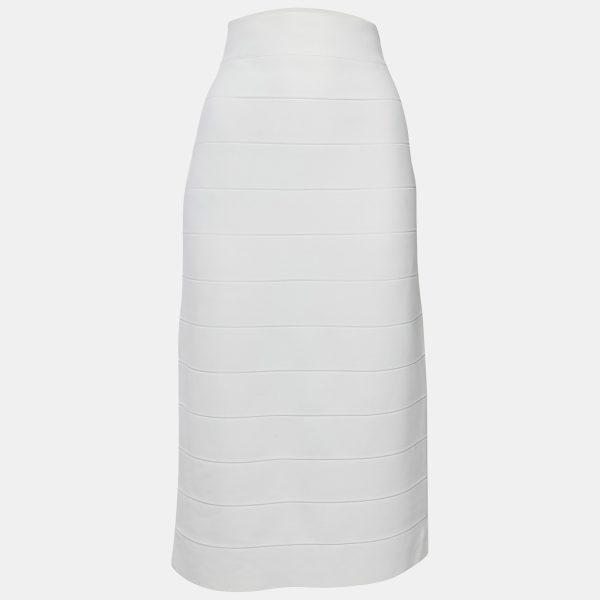 Herve Leger x Julia Restoin Roitfeld White Jersey Midi Skirt L