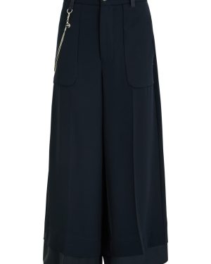 High Freeway Wide-leg Stretch-twill Trousers - Navy - 40 (UK8 / S)