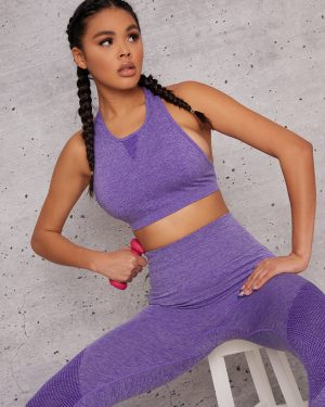 High Rise Cut Out Detail Sports Bra - S