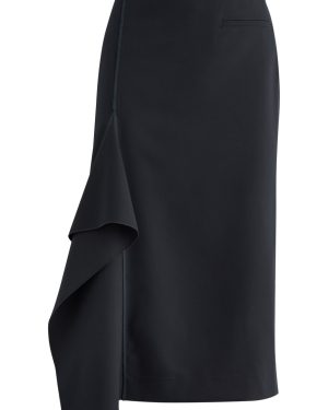 High Sketch Out Ruffled Midi Skirt - Navy - 44 (UK12 / M)
