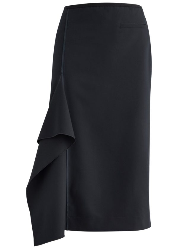 High Sketch Out Ruffled Midi Skirt - Navy - 44 (UK12 / M)
