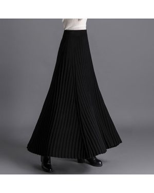 High Waist Casual Striped Knitwear Maxi Skirts Woman Winter Ladies Knitted Sweater Skirt Long