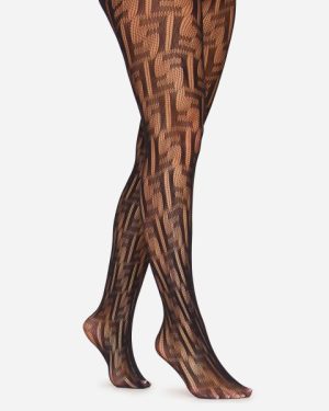 High Waist Printed Fishnet Tights In Black, Women's Size UK One Size