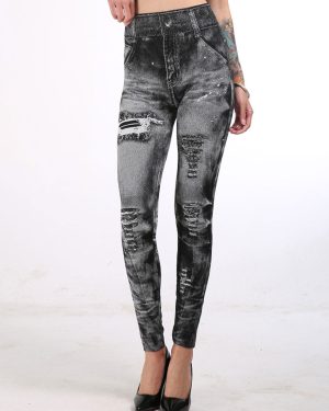 High Waisted Leggings Stretchy Jeans Like Women Bottom