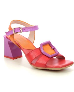 Hispanitas Mallorca Red multi Womens Heeled Sandals CHV243272-002 in a Plain Leather in Size 40