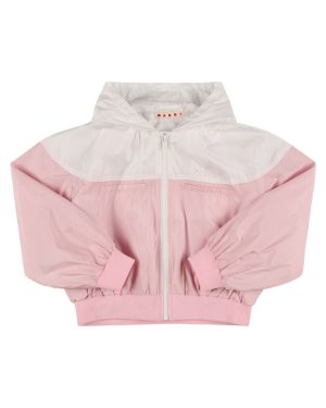 Hooded Nylon Windbreaker Jacket