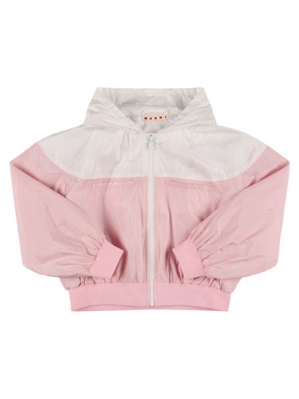 Hooded Nylon Windbreaker Jacket