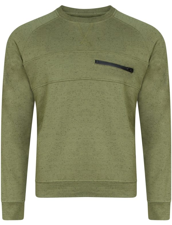 Hoodies / Sweatshirts Luis Mohair Texture Print Crew Neck Sweatshirt In Green / S - Tokyo Laundry