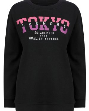 Hoodies / Sweatshirts Shardae Motif Cotton Blend Fleece Sweatshirt in Jet Black - / 10/S - Tokyo Laundry