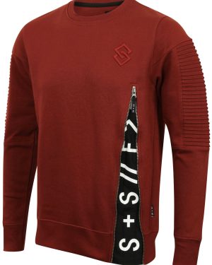 Hoodies / Sweatshirts St Mojoris Exposed Zip Panel Sweatshirt in Topper Red - Saint & Sinner / S - Tokyo Laundry