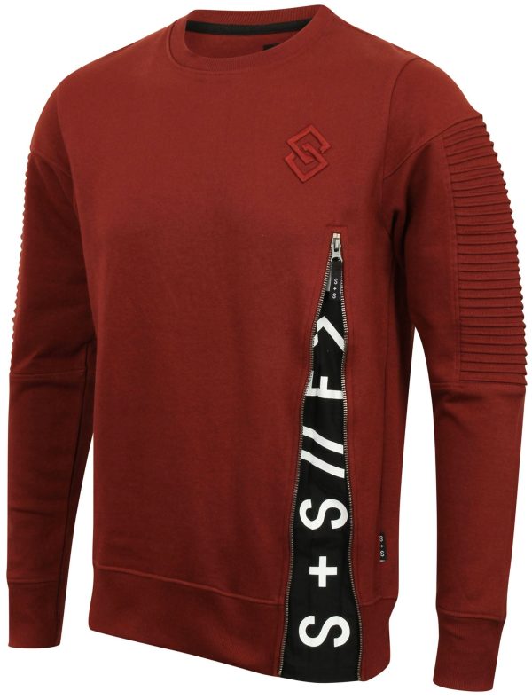 Hoodies / Sweatshirts St Mojoris Exposed Zip Panel Sweatshirt in Topper Red - Saint & Sinner / S - Tokyo Laundry