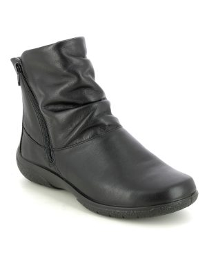 Hotter Whisper Extra Wide Black leather Womens Ankle Boots 19118-31 in a Plain Leather in Size 7