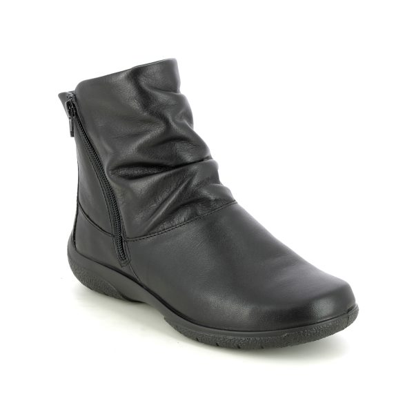 Hotter Whisper Extra Wide Black leather Womens Ankle Boots 19118-31 in a Plain Leather in Size 7