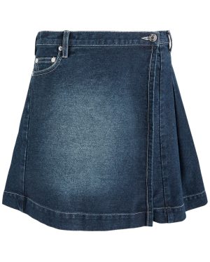 House OF Sunny Pleated Denim Mini Wrap Skirt - 12 (UK12 / M)