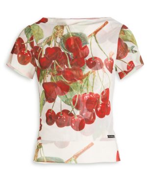 House OF Sunny The Cherry Printed Stretch-mesh top - White - 12 (UK12 / M)